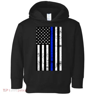 Thin Blue Line American Flag Toddler Hoodie