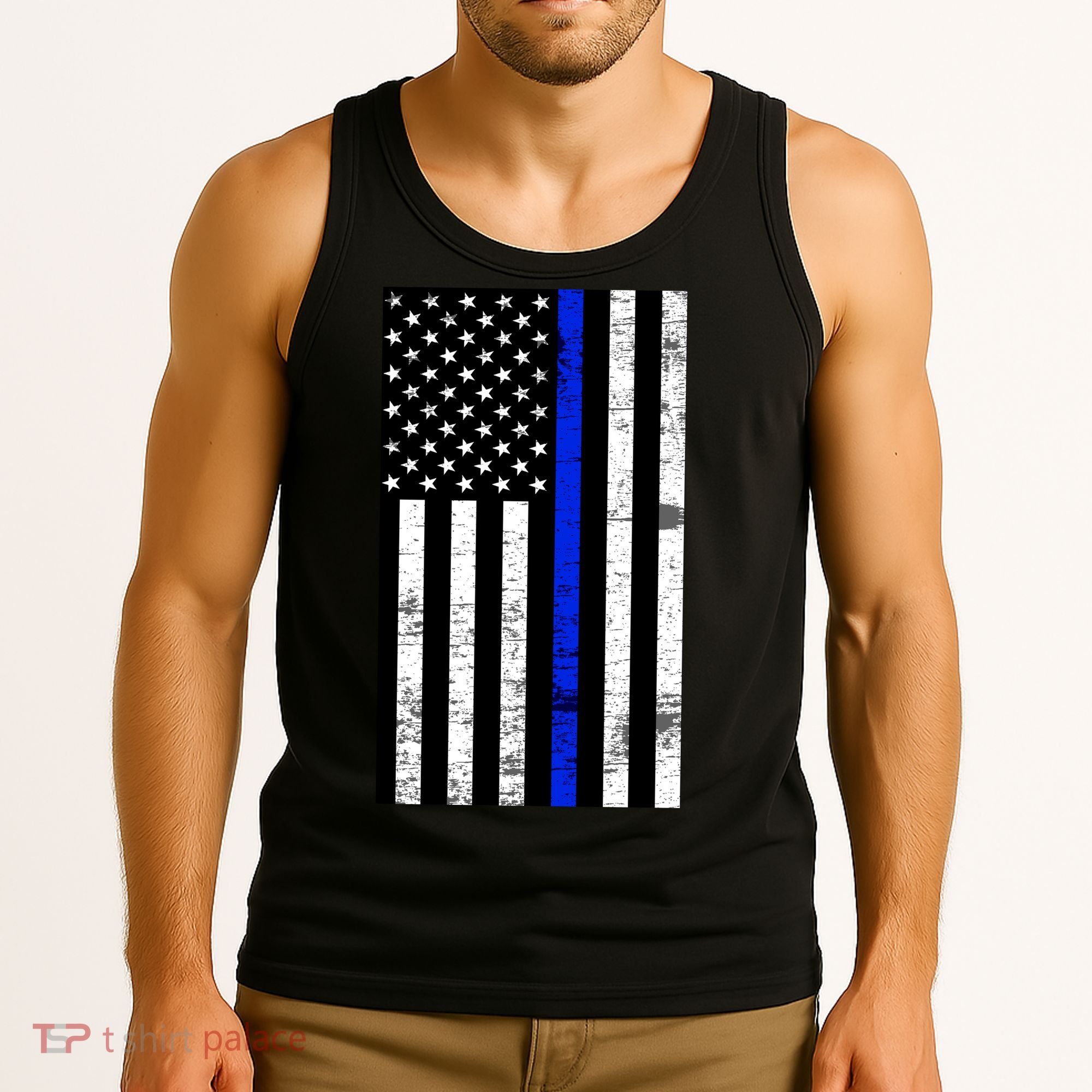 Thin Blue Line American Flag Tank Top