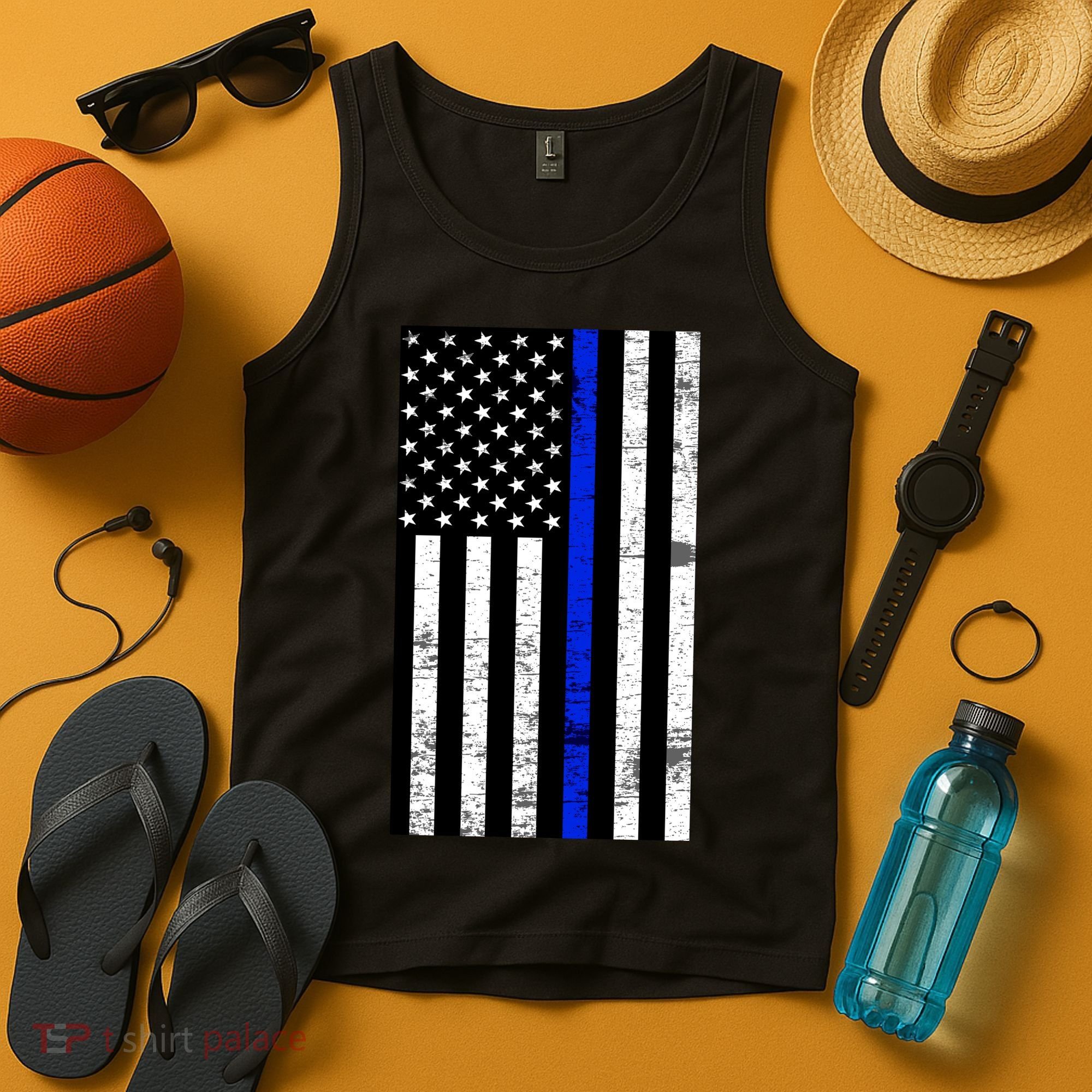 Thin Blue Line American Flag Tank Top
