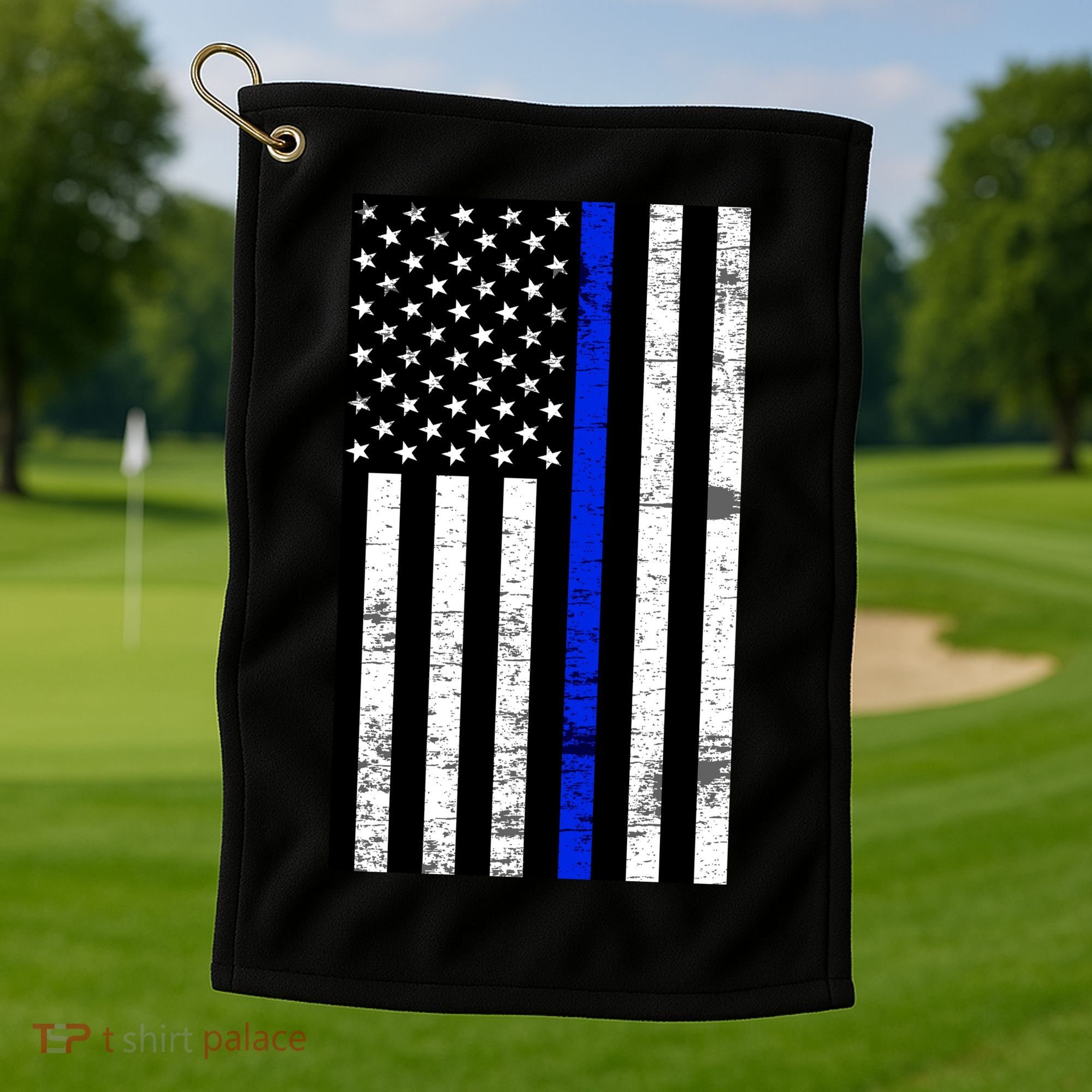 Thin Blue Line American Flag Golf Towel