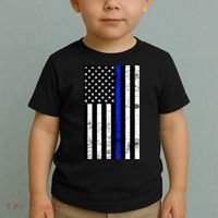 Thin Blue Line American Flag Toddler T-Shirt thumb 2