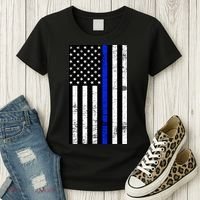 Thin Blue Line American Flag Women's T-Shirt thumb 3