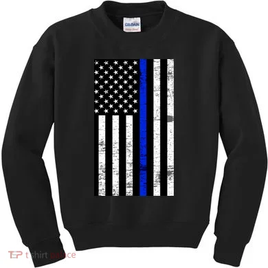 Thin Blue Line American Flag Kids Sweatshirt