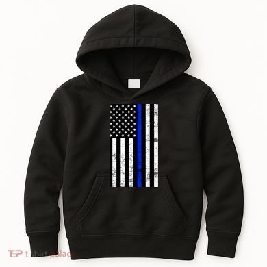Thin Blue Line American Flag Kids Hoodie