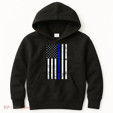 Thin Blue Line American Flag Kids Hoodie