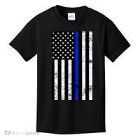 Thin Blue Line American Flag Kids T-Shirt thumb 0