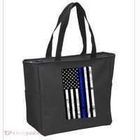 Thin Blue Line American Flag Tote Bag thumb 2