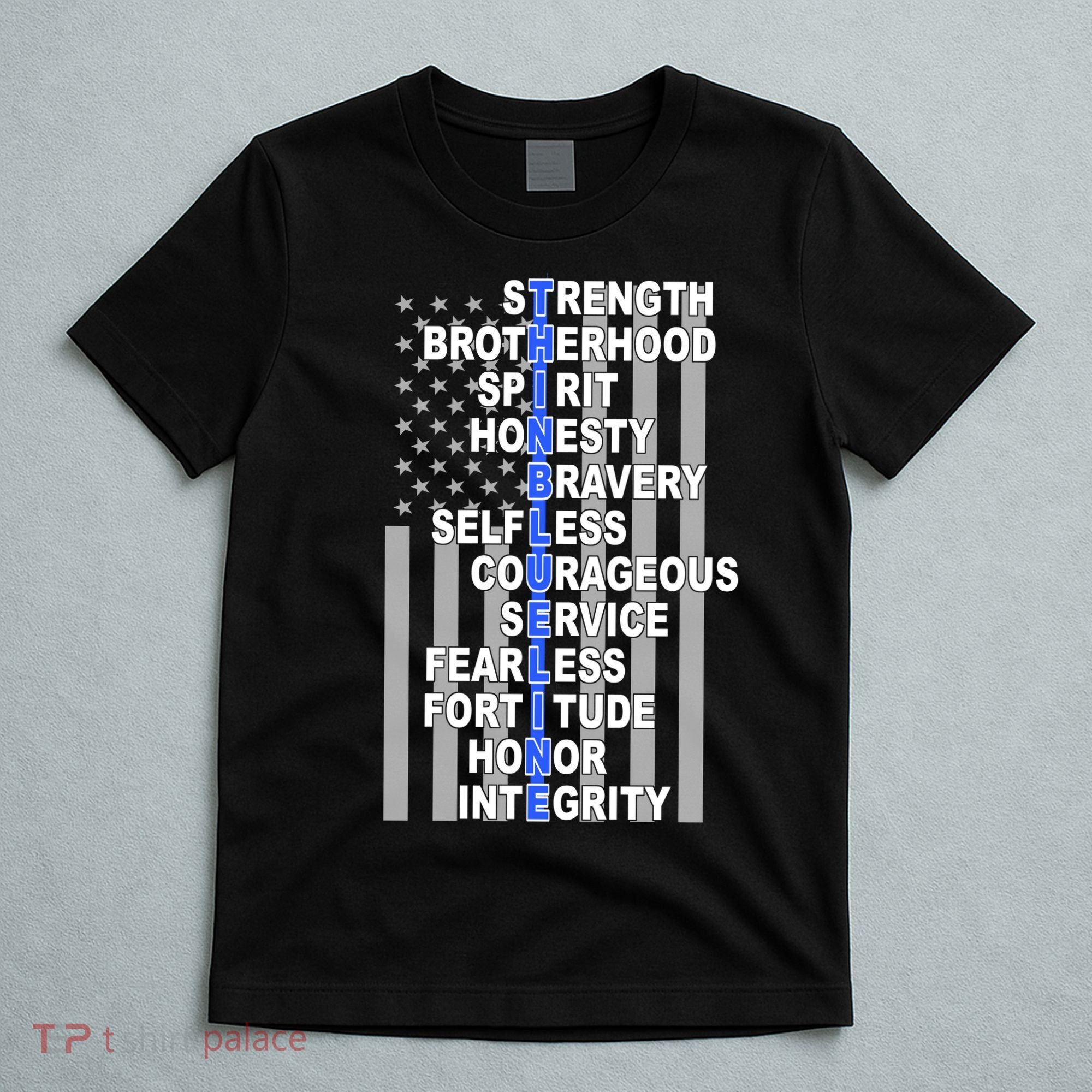 Thin Blue Line Blue Lives Us Flag T-Shirt