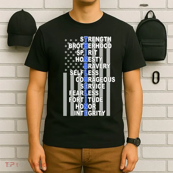 Thin Blue Line Blue Lives Us Flag T-Shirt