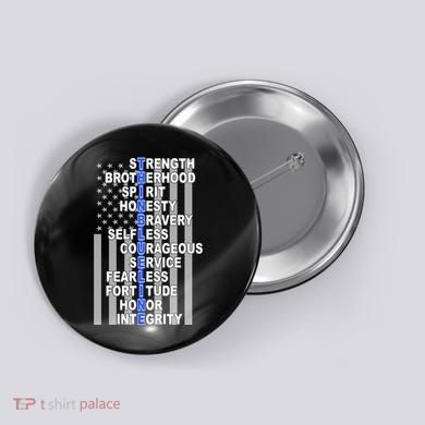 Thin Blue Line Blue Lives Us Flag Button