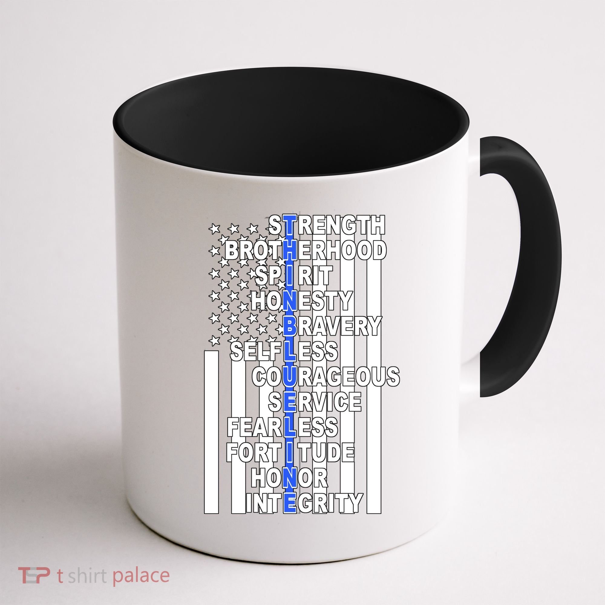 Thin Blue Line Blue Lives Us Flag Coffee Mug