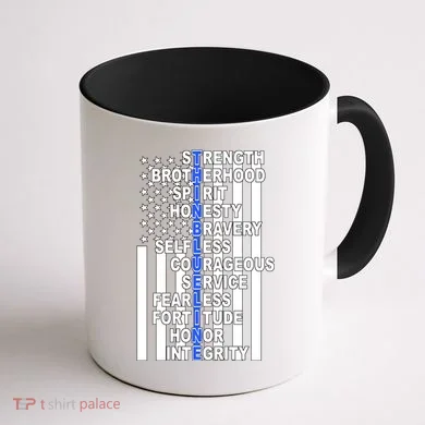 Thin Blue Line Blue Lives Us Flag Coffee Mug back