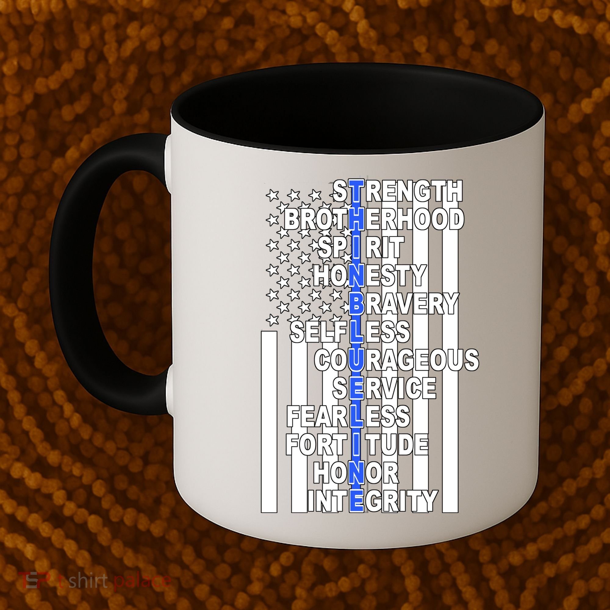 Thin Blue Line Blue Lives Us Flag Coffee Mug