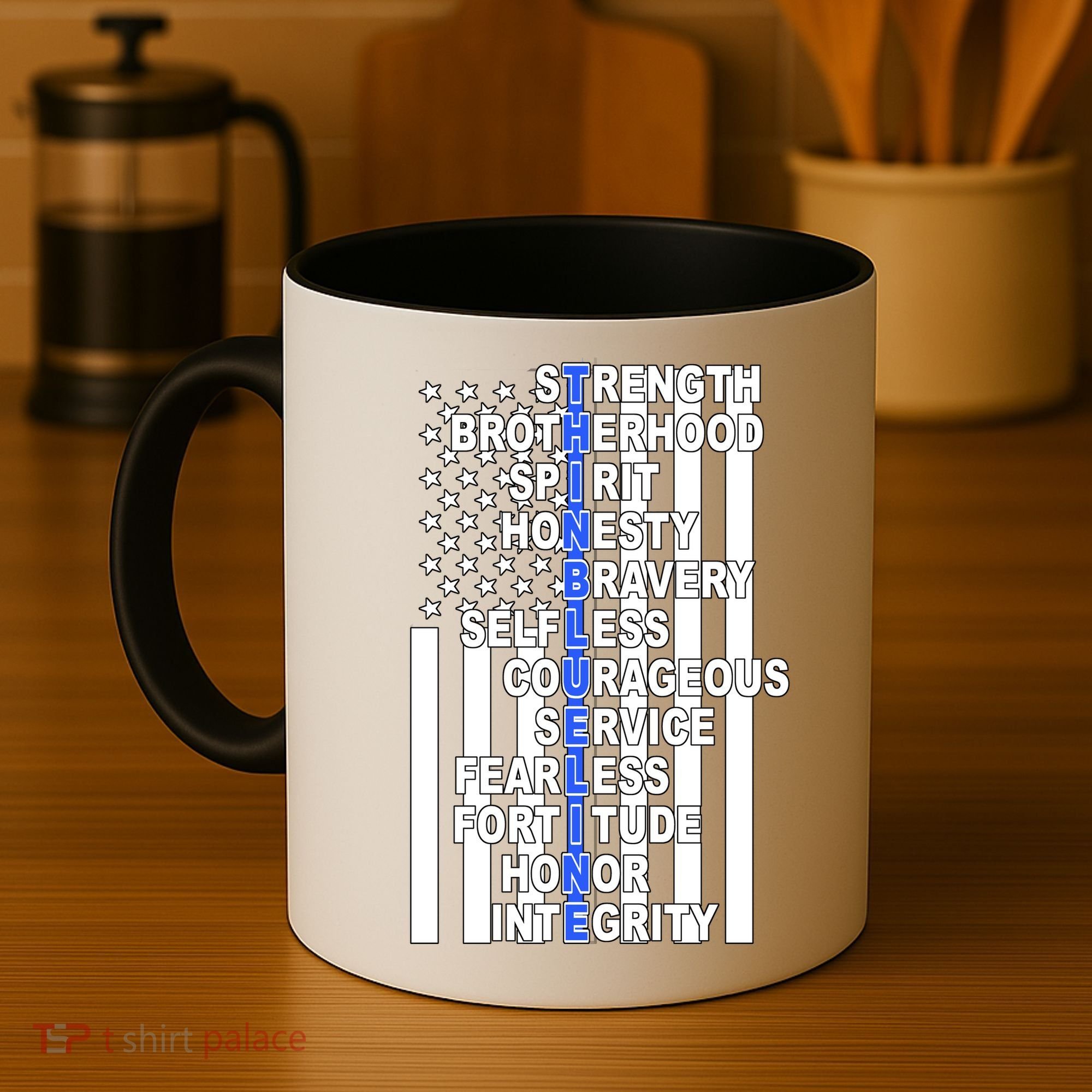 Thin Blue Line Blue Lives Us Flag Coffee Mug