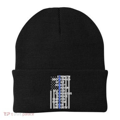 Thin Blue Line Blue Lives Us Flag Beanie