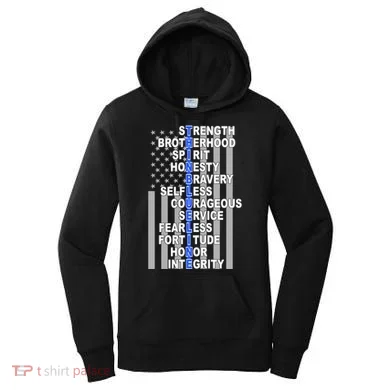 Thin Blue Line Blue Lives Us Flag Women's Hoodie