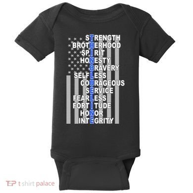 Thin Blue Line Blue Lives Us Flag Baby Bodysuit