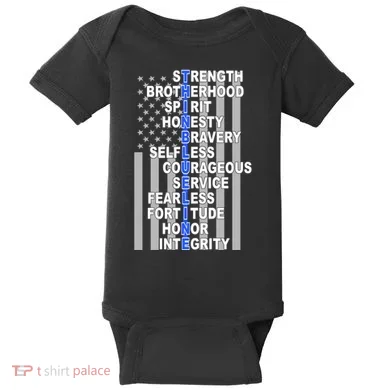 Thin Blue Line Blue Lives Us Flag Baby Bodysuit