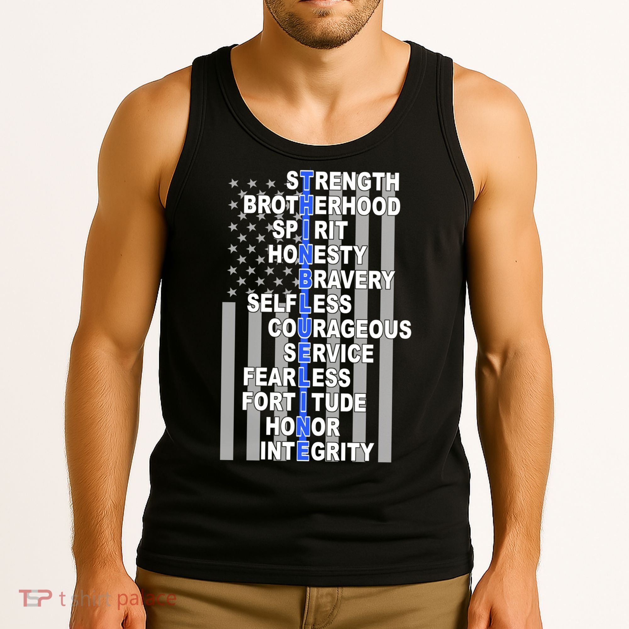 Thin Blue Line Blue Lives Us Flag Tank Top