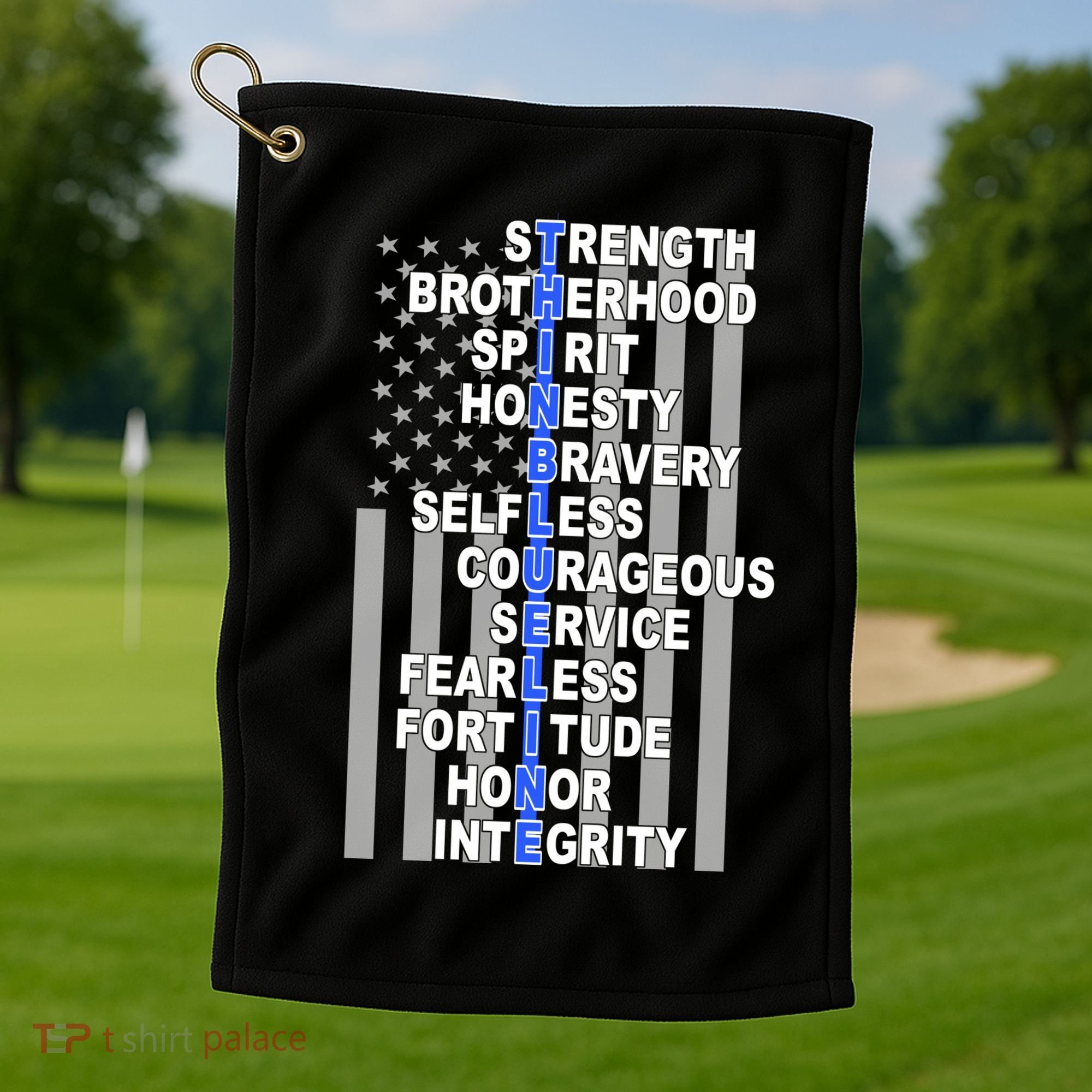 Thin Blue Line Blue Lives Us Flag Golf Towel
