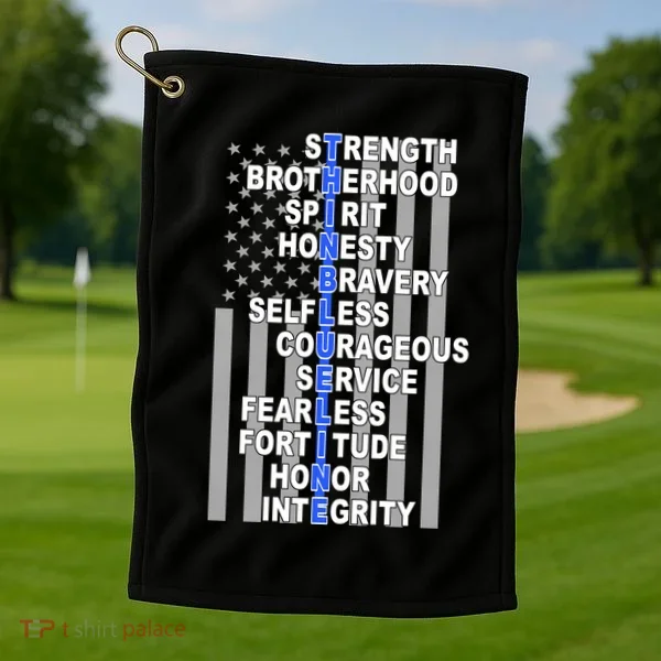 Thin Blue Line Blue Lives Us Flag Golf Towel