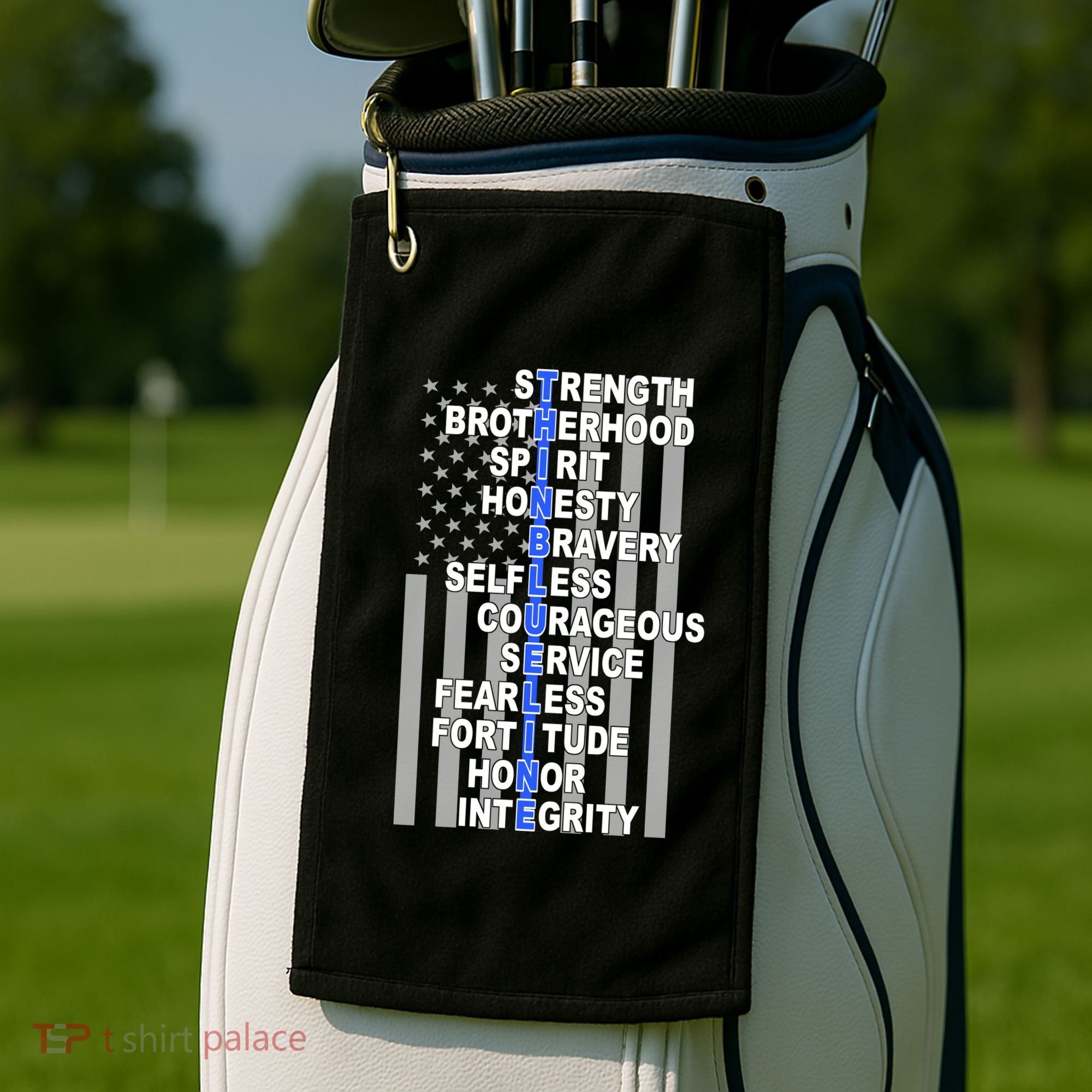 Thin Blue Line Blue Lives Us Flag Golf Towel
