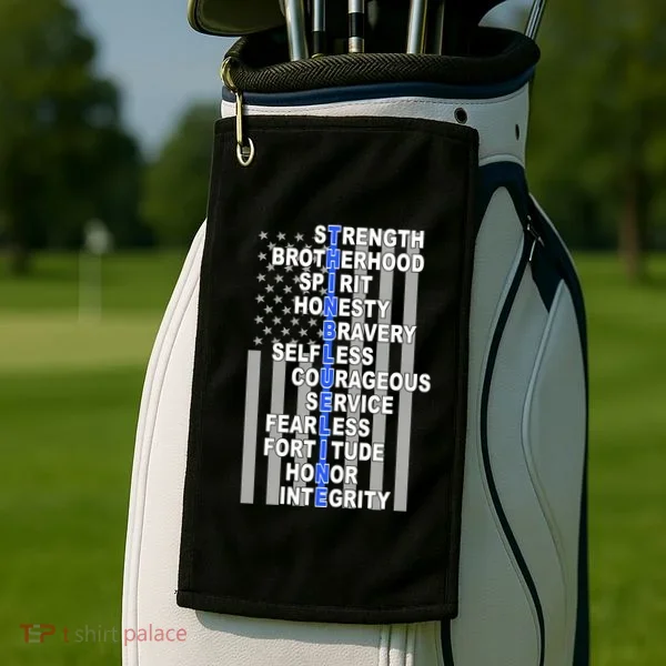 Thin Blue Line Blue Lives Us Flag Golf Towel