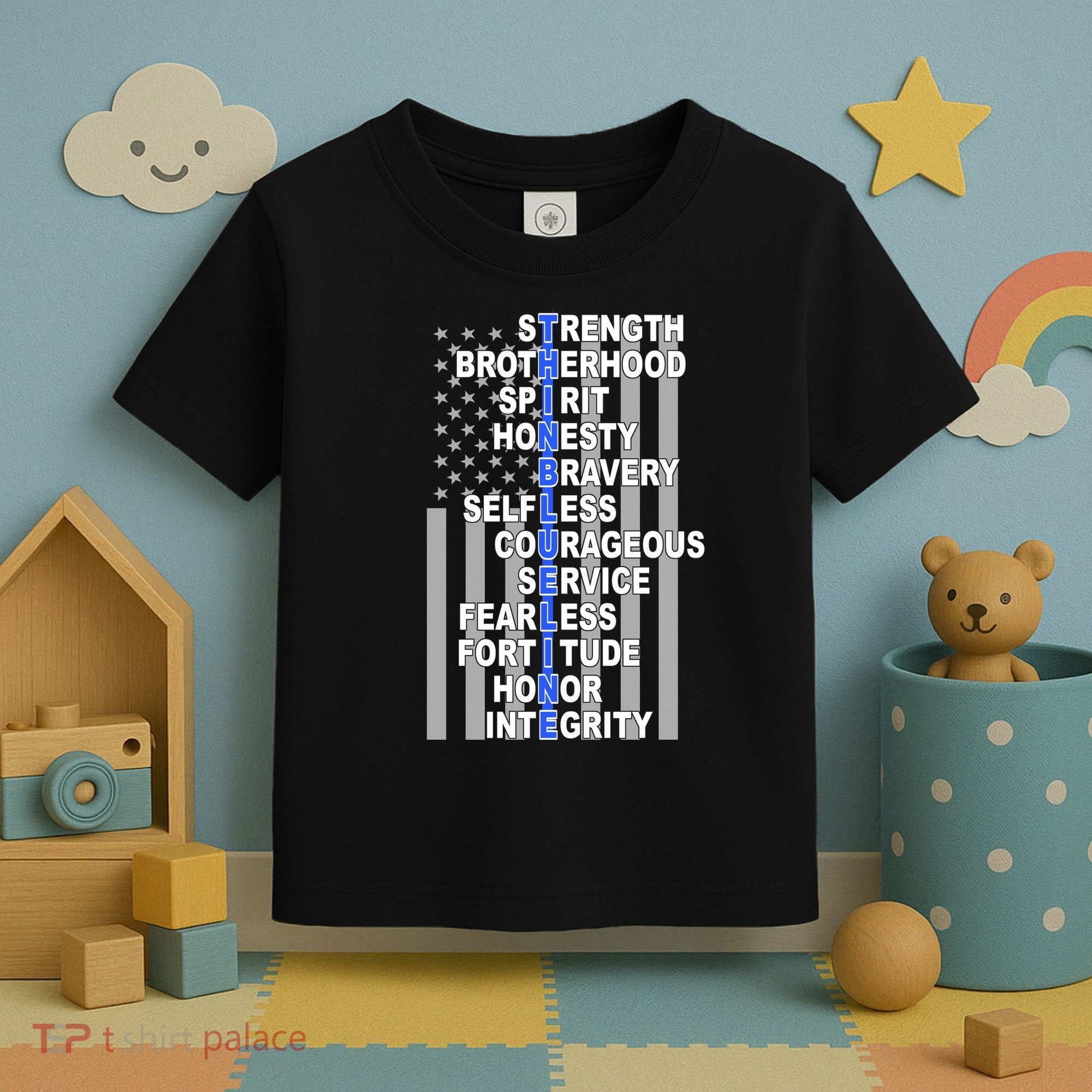 Thin Blue Line Blue Lives Us Flag Toddler T-Shirt