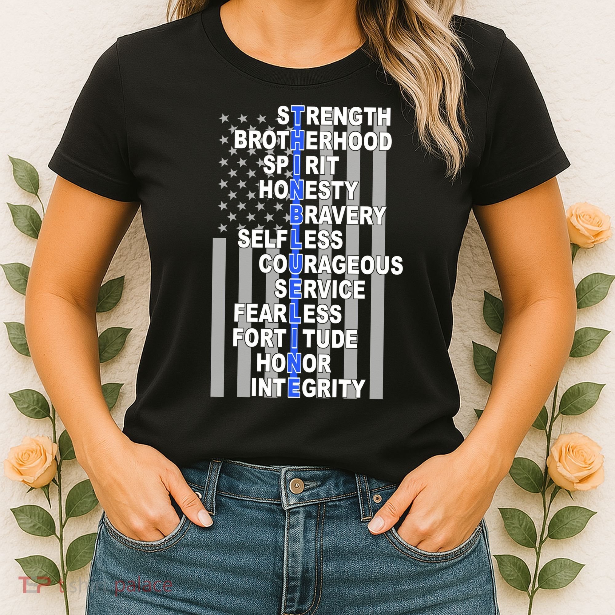Thin Blue Line Blue Lives Us Flag Women's T-Shirt