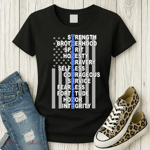 Thin Blue Line Blue Lives Us Flag Women's T-Shirt