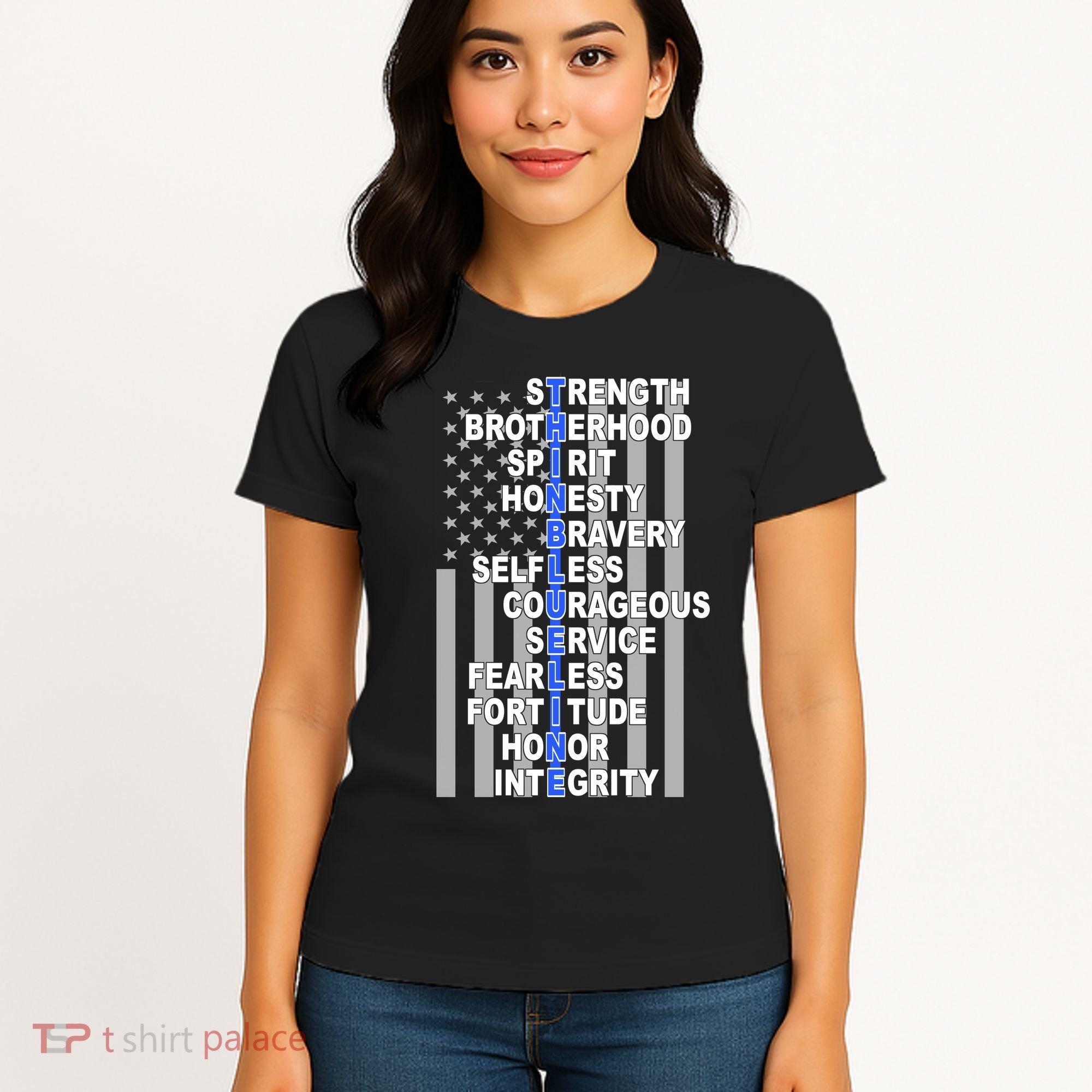 Thin Blue Line Blue Lives Us Flag Women's T-Shirt
