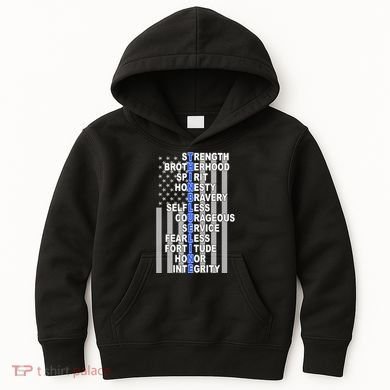 Thin Blue Line Blue Lives Us Flag Kids Hoodie