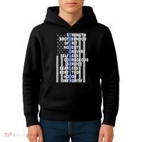 Thin Blue Line Blue Lives Us Flag Kids Hoodie thumb 4