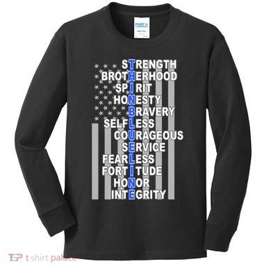 Thin Blue Line Blue Lives Us Flag Kids Long Sleeve Shirt