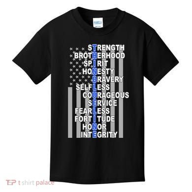 Thin Blue Line Blue Lives Us Flag Kids T-Shirt