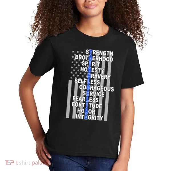 Thin Blue Line Blue Lives Us Flag Kids T-Shirt