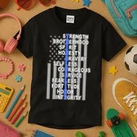 Thin Blue Line Blue Lives Us Flag Kids T-Shirt thumb 3