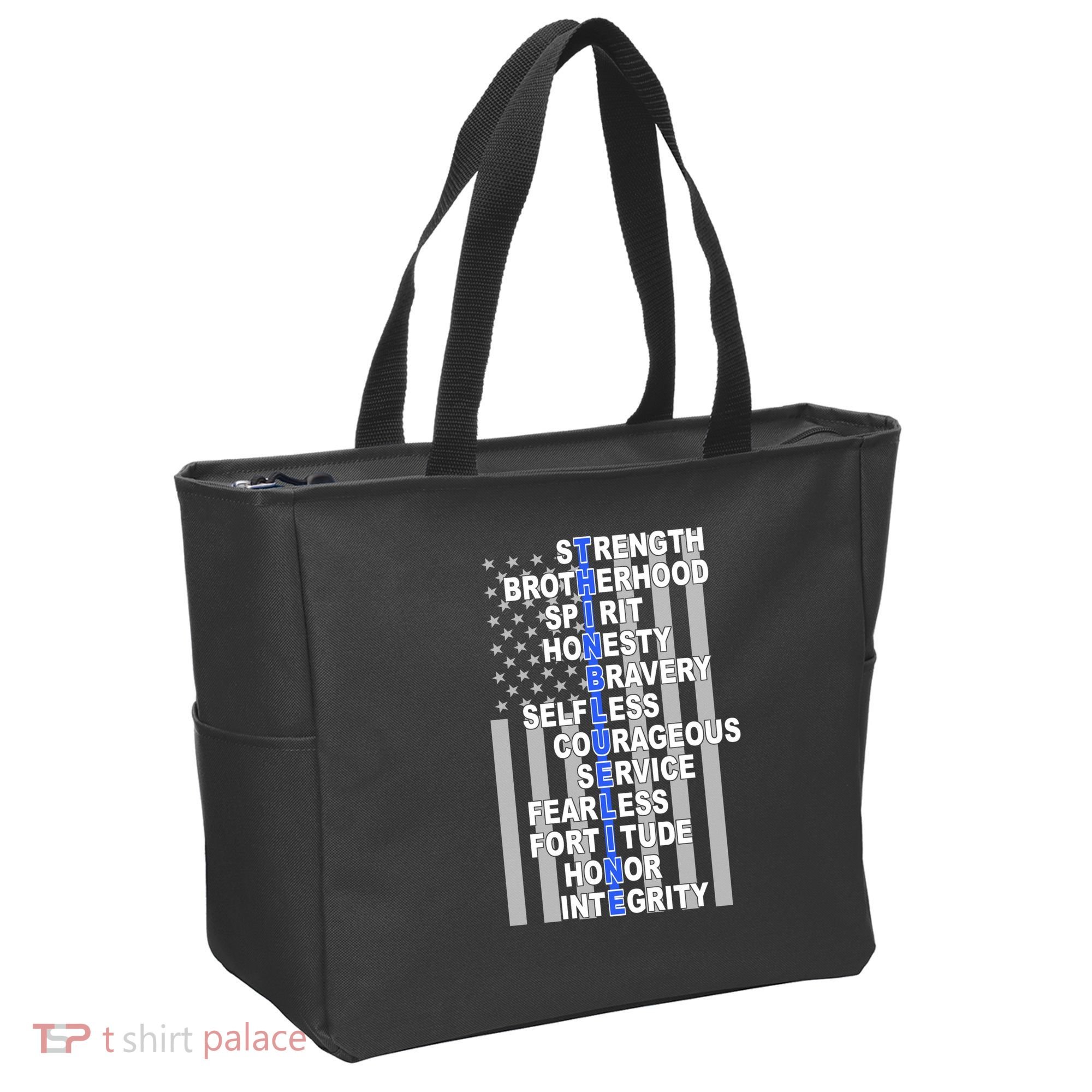 Thin Blue Line Blue Lives Us Flag Tote Bag
