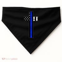Thin Blue Line Cross Police USA-Made Doggie Bandana thumb 0