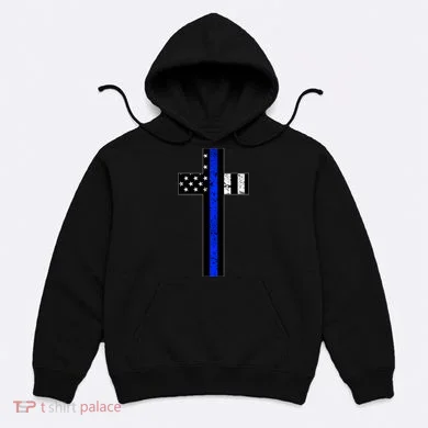 Thin Blue Line Cross Police Hoodie