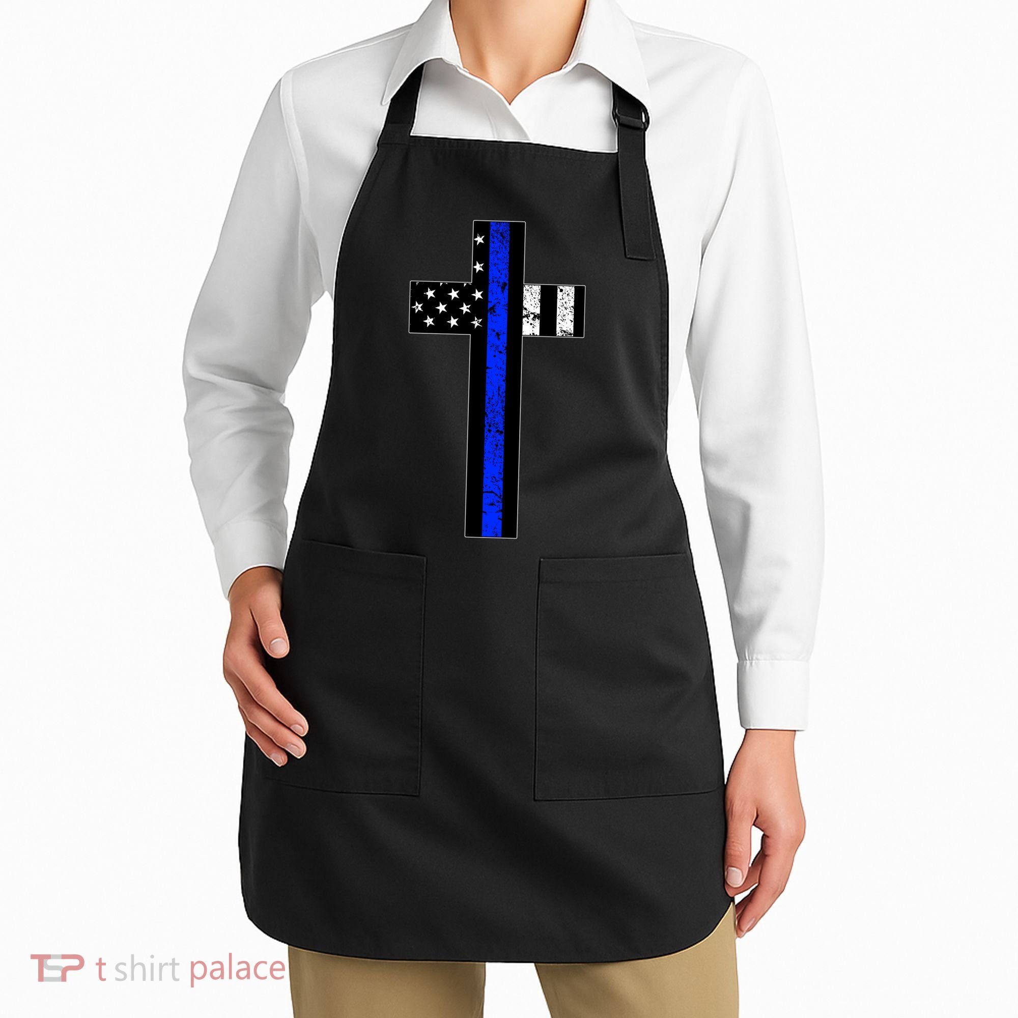 Thin Blue Line Cross Police Apron