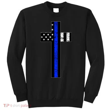 Thin Blue Line Cross Police Sweatshirt