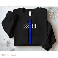 Thin Blue Line Cross Police Sweatshirt thumb 2