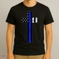 Thin Blue Line Cross Police T-Shirt thumb 3