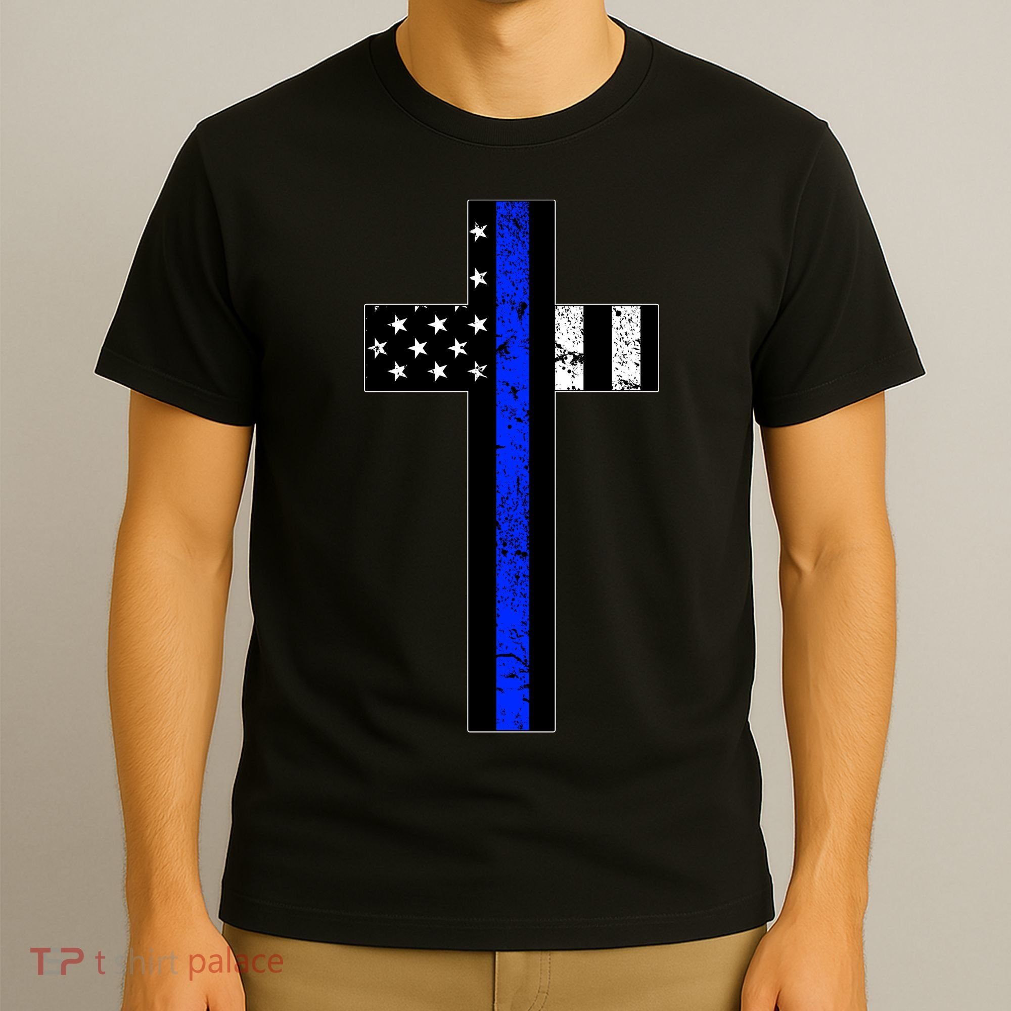 Thin Blue Line Cross Police T-Shirt