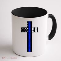 Thin Blue Line Cross Police Coffee Mug thumb 1