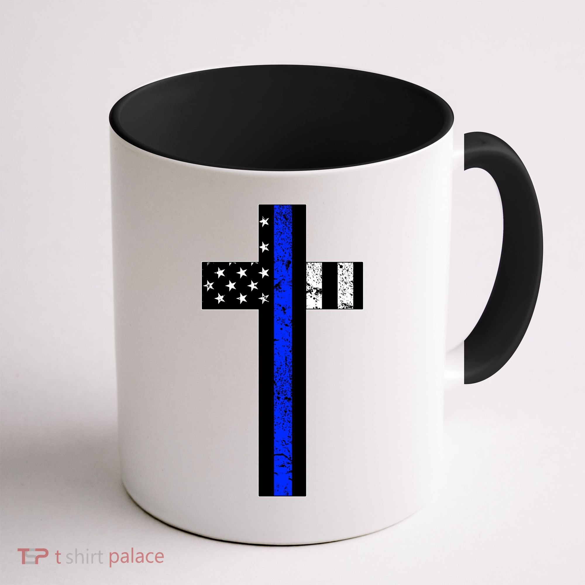 Thin Blue Line Cross Police Coffee Mug
