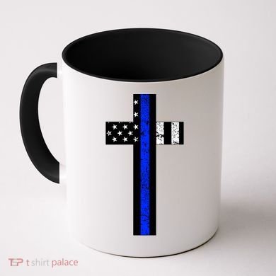Thin Blue Line Cross Police Coffee Mug