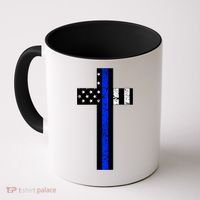 Thin Blue Line Cross Police Coffee Mug thumb 0