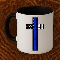 Thin Blue Line Cross Police Coffee Mug thumb 2